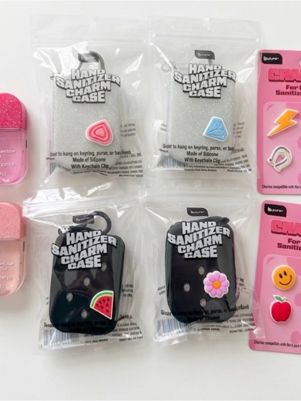 Bpure Sanitizers, cases, and Charms 8 piece bundle